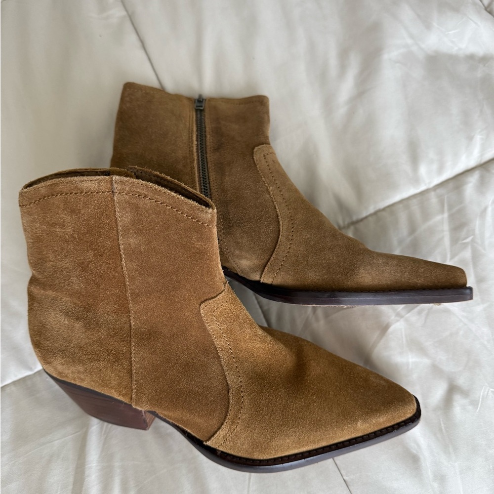 Mango Tan Suede Ankle Boots